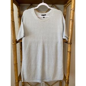 Eileen Fisher Light Blue Corded Short Sleeve Tunic Sweater